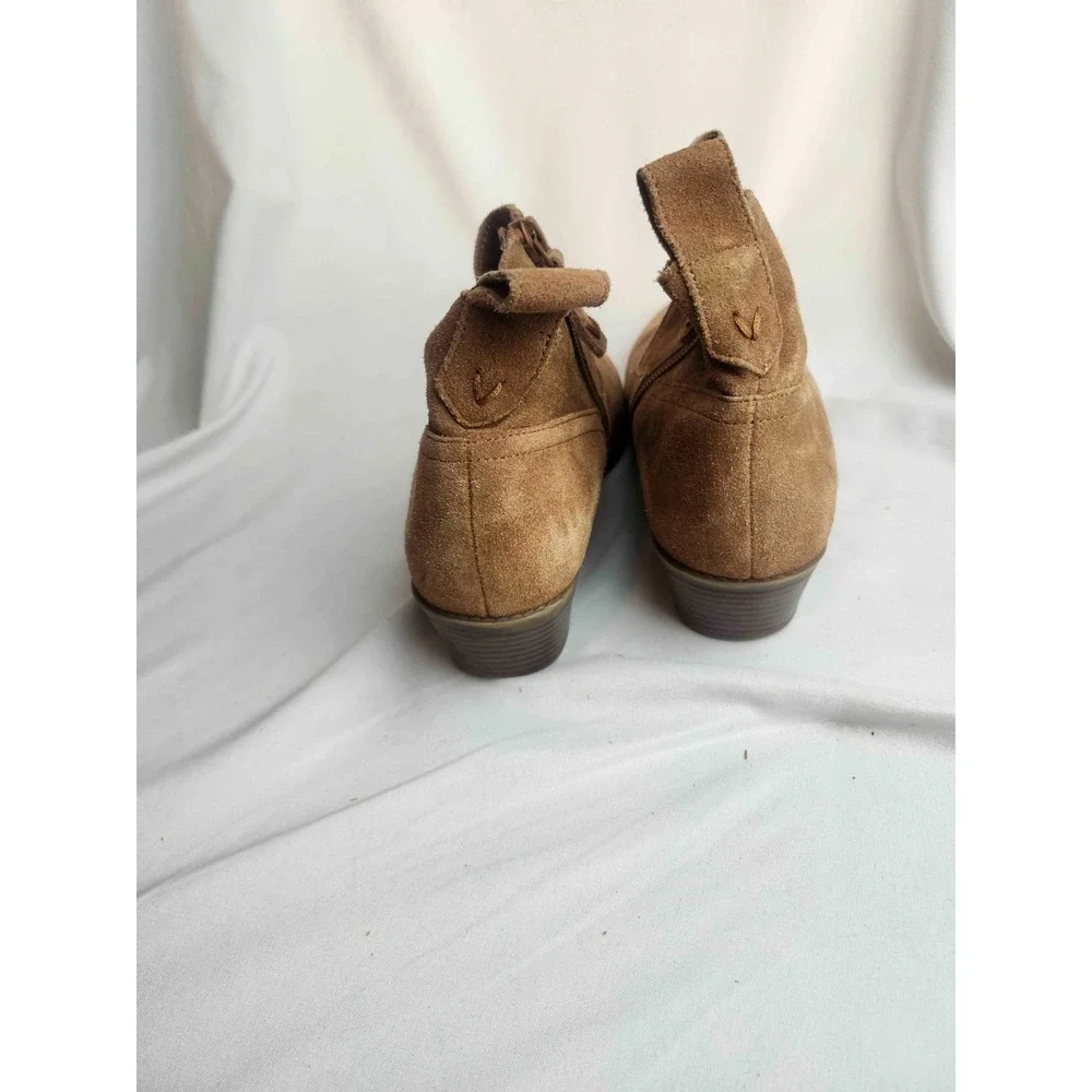 Vionic Vera Ankle Boots Womens Size 8 Brown Suede Block Heel Side Zip Booties